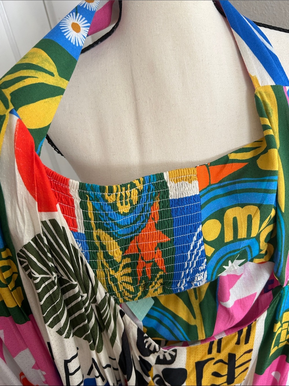 Anthropologie Bold Multicolor Graphic Maxi Dress with Pink and Blue Accents - Picture 9 of 9